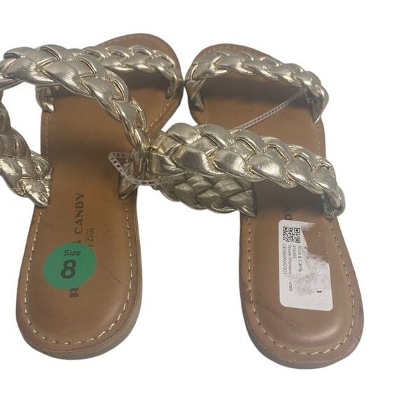 ROCK & CANDY by Zigi Jera Braided Gold Slip On Sandals Size 8 New With Defects - Picture 2 of 9